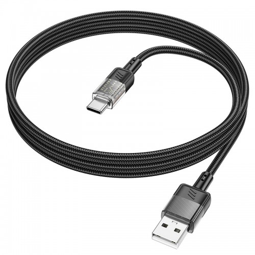 Кабель HOCO Spirit Type-C transparent charging data cable U129 |1.2m, 3A| black