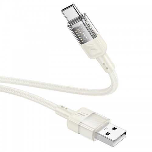 Кабель HOCO Spirit Type-C transparent charging data cable U129 |1.2m, 3A| black