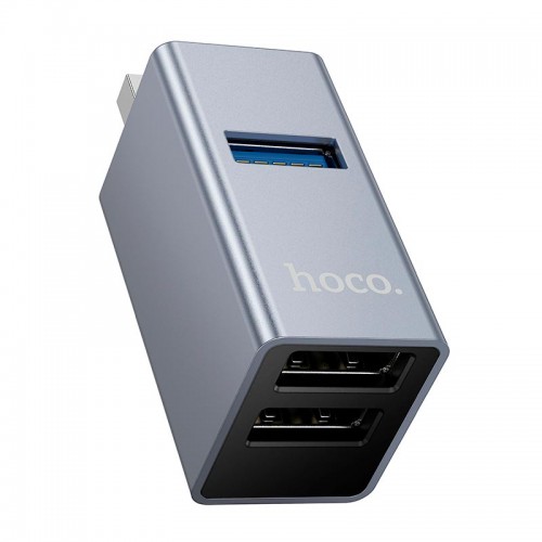 Перехідник HOCO 3-in-1 converter HB54 (USB to USB2.0*2+USB3.0) grey