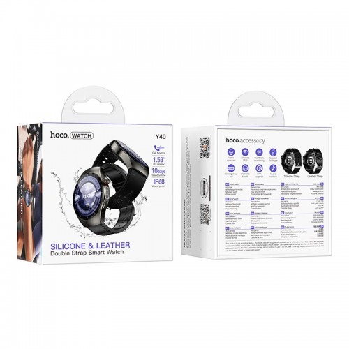 Smart Watch HOCO Smart watch (call version) Y40 |1,53", Track, HeartRate, IP68, 10 Days, BT5.3, OTA| black