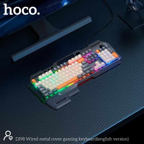 Клавіатура HOCO Wired metal cover gaming keyboard DI98 |RGB, 104 Keys| (UA/ru/EN Layouts) black