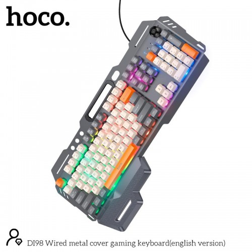 Клавіатура HOCO Wired metal cover gaming keyboard DI98 |RGB, 104 Keys| (UA/ru/EN Layouts) black