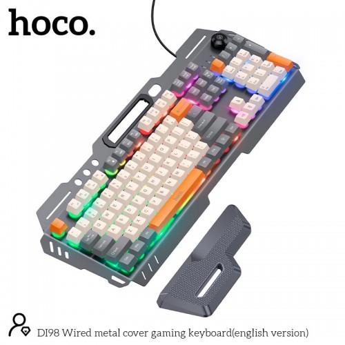 Клавіатура HOCO Wired metal cover gaming keyboard DI98 |RGB, 104 Keys| (UA/ru/EN Layouts) black