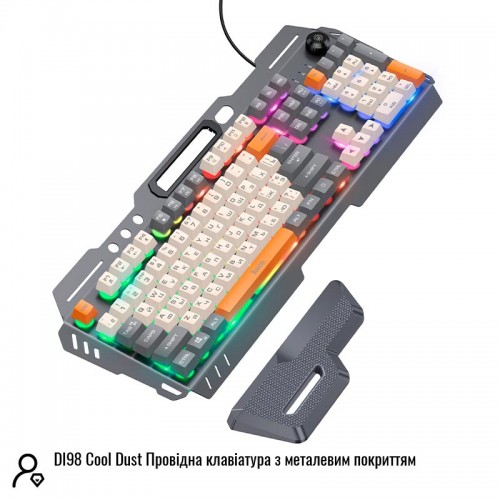 Клавіатура HOCO Wired metal cover gaming keyboard DI98 |RGB, 104 Keys| (UA/ru/EN Layouts) black