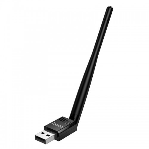 WiFi Adapter HOCO WiFi4 USB external antenna wireless network card HI37 |2.4GHz, 150Mbps, USB2.0| black