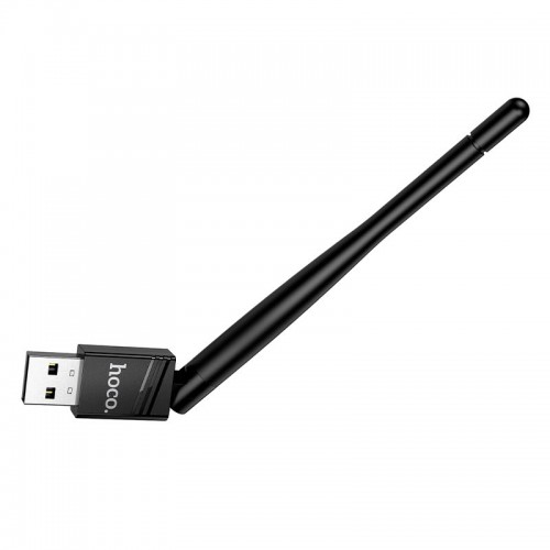 WiFi Adapter HOCO WiFi4 USB external antenna wireless network card HI37 |2.4GHz, 150Mbps, USB2.0| black