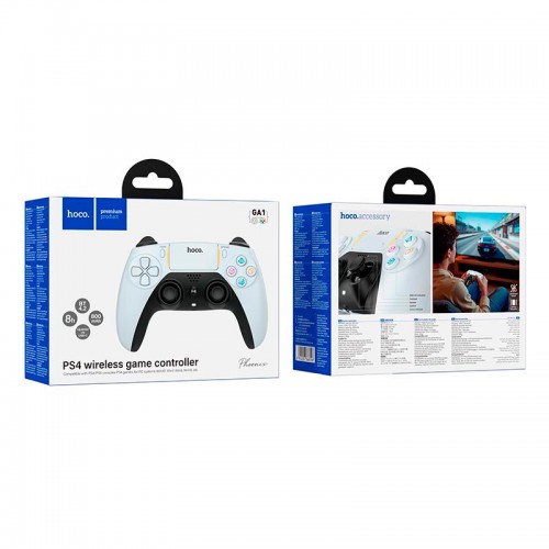 Ігровий контролер HOCO Phoenix PS4/PC Wireless Game Controller GA1 |8h, BT4.2, 3.5mm, Trackpad, RGB| white
