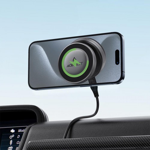 Тримач ACEFAST electric Suction cup magnetic wireless charging holder E29 |15W, 4.7-6.9"| grey