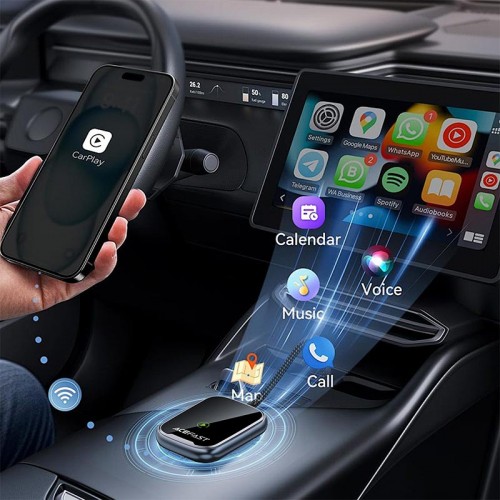 Адаптер ACEFAST CarPlay/Android AUTO беспроводной адаптер для автомобиля QC1 серый