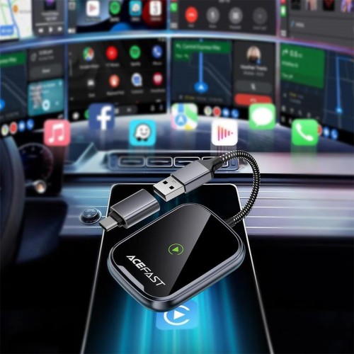 Адаптер ACEFAST CarPlay/Android AUTO беспроводной адаптер для автомобиля QC1 серый