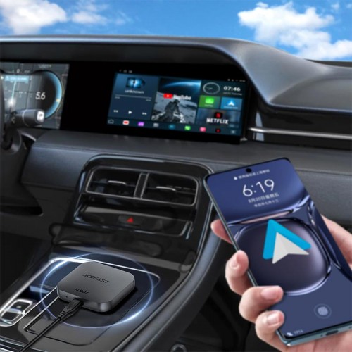 Адаптер ACEFAST AI Box CarPlay/Android AUOTO Wireless Adapter for Car QC2 grey