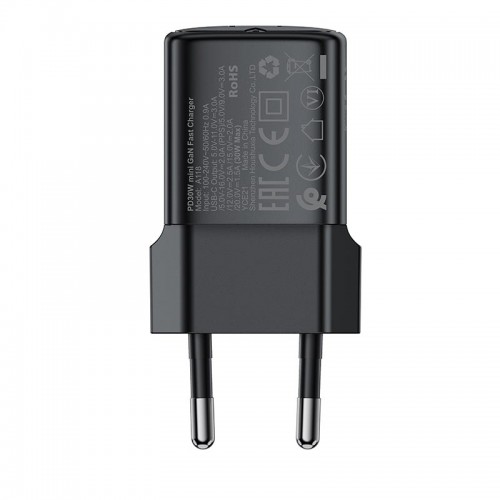 Адаптер сетевой ACEFAST PD mini GaN USB-C fast charger A118 |1USB-C, 30W/3A|