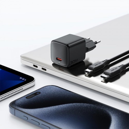Адаптер мережний ACEFAST PD mini GaN USB-C fast charger set A118 (P5) |1USB-C, 30W/3A| black
