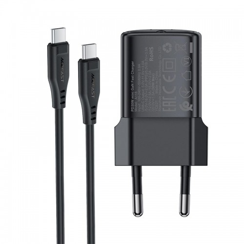 Адаптер мережний ACEFAST PD mini GaN USB-C fast charger set A118 (P5) |1USB-C, 30W/3A| black