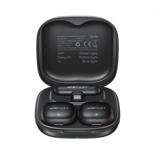 Мікрофон ACEFAST wireless lavalier microphones R1 |8/48h, AI Noice reduction, 50m, USB-C| black
