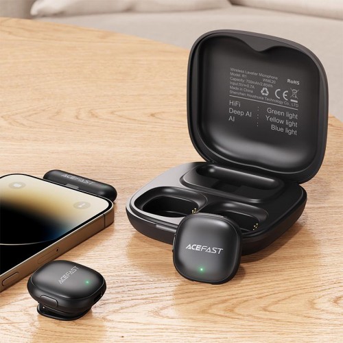 Мікрофон ACEFAST wireless lavalier microphones R1 |8/48h, AI Noice reduction, 50m, USB-C| black