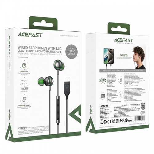 Навушники ACEFAST USB-C in-ear wired earphones with mic L5 |DSP| black