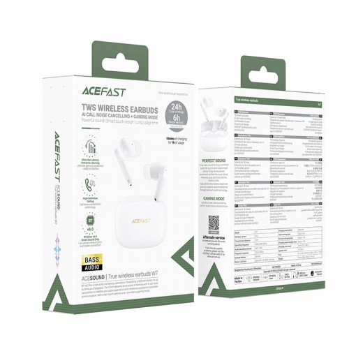 Навушники ACEFAST true wireless earbuds W7 IPX4 |BT6.0, 6/24h, 35/320mAh| white