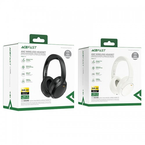 Навушники ACEFAST active noise reduction wireless headset H6 |BT5.3/3.5mm, 45/55h, ANC| black