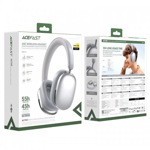 Наушники ACEFAST active noise cancelling wireless headset H9 |BT5.4, 45/55h, ANC|