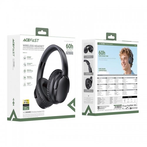 Навушники ACEFAST wireless headset H10 |BT5.4/3.5mm, 60h| black
