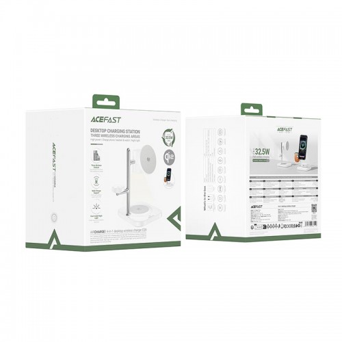 БЗП Qi2 ACEFAST 4-in-1 desktop wireless charger E39 |25W Max, 32.5W Total| white
