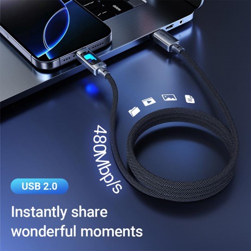 Кабель ACEFAST USB-C to USB-C fantasy color series braided Charging data cable C21-03 |1.2m, 60W/3A| black