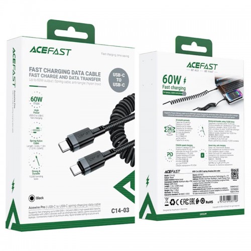 Кабель ACEFAST USB-C to USB-C напр. |1.2m, 60W/3A| black