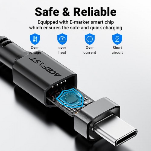Кабель ACEFAST USB-C to USB-C напр. |1.2m, 60W/3A| black