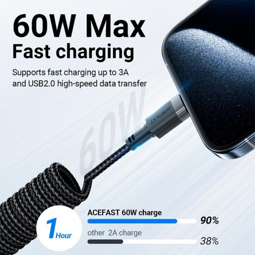 Кабель ACEFAST USB-C to USB-C напр. |1.2m, 60W/3A| black