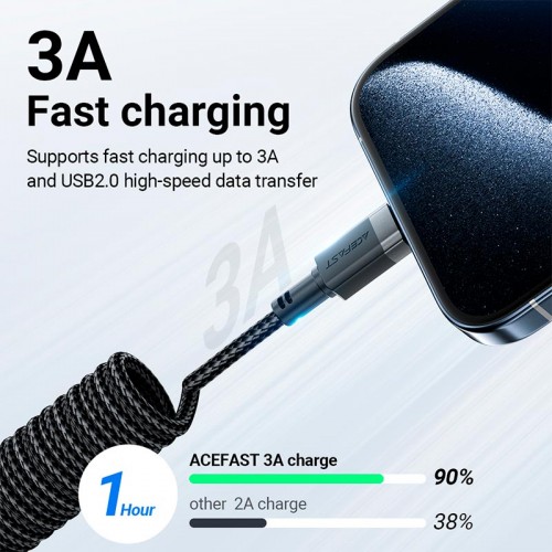Кабель ACEFAST USB-A to USB-C spring charging data cable C14-04 |1.2m, 3A|