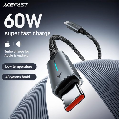 Кабель ACEFAST USB-C to USB-C 60 W |1.2m, 60W/3A| black