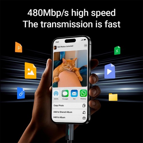 Кабель ACEFAST USB-C to USB-C 60 W |1.2m, 60W/3A| black