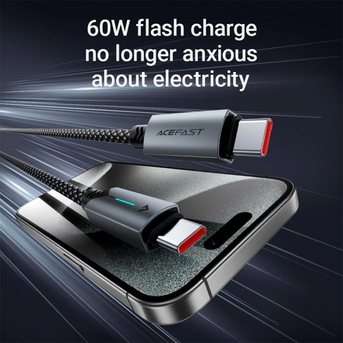 Кабель ACEFAST USB-C to USB-C 60 W |1.2m, 60W/3A| black