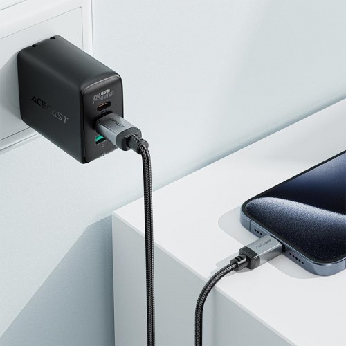 Кабель ACEFAST USB-C до USB-C алюмінієвий alloy charging data cable C20-03 |1.2m, 60W/3A| black