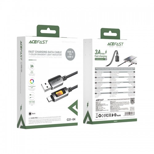 Кабель ACEFAST USB-A to USB-C fantasy color series braided Charging data cable C21-04 |1.2m, 3A|