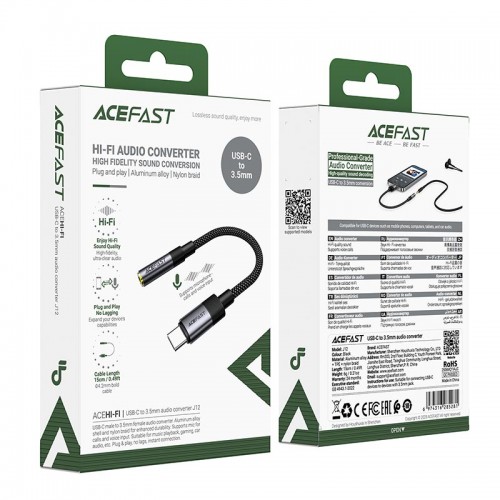 Перехідник ACEFAST USB-C to 3.5mm audio converter J12 |0.15m| black