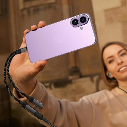 Перехідник ACEFAST USB-C 2-in-1 charging audio adapter J14 |0.17m, PD60W/3A| black