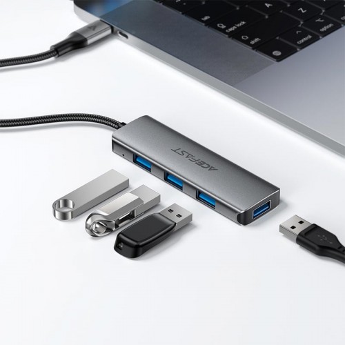 HUB адаптер ACEFAST USB-C 4-in-1 HUB J15 |0.15m, 5Gbps| grey