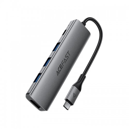 HUB адаптер ACEFAST USB-C 5-in-1 HUB docking station J16 |0.15m, 4K, PD90W, 5Gbps| grey