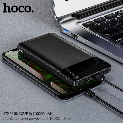 УМБ HOCO Easy travel power bank 10000mAh J72 |2USB/1Type-C, 2A| black