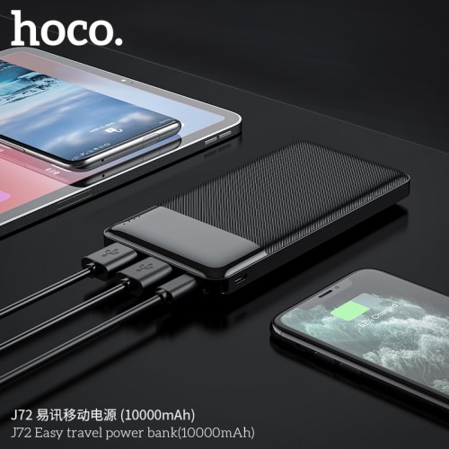 УМБ HOCO Easy travel power bank 10000mAh J72 |2USB/1Type-C, 2A| black