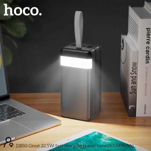 УМБ HOCO Great fast charging power bank DB50 80000mAh |2Type-C/4USB, 22.5W/3A, PD/QC| black