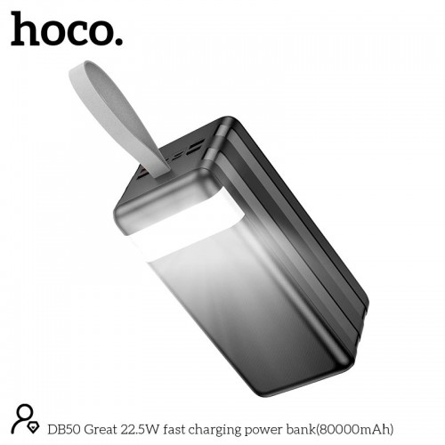 УМБ HOCO Great fast charging power bank DB50 80000mAh |2Type-C/4USB, 22.5W/3A, PD/QC| black