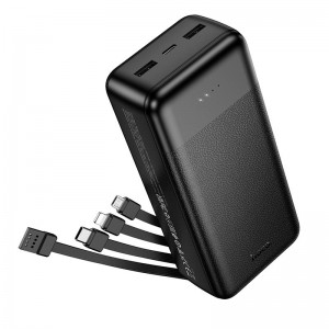 УМБ HOCO Wonderful power bank with 4 cables J163B 30000mAh |2USB/1Type-C, 2A| black