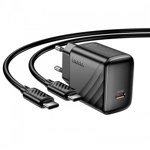 Адаптер мережевий HOCO Type-C to Type-C Cable Puerto single-port charger set CS24A |1Type-C, 25W/3A| black