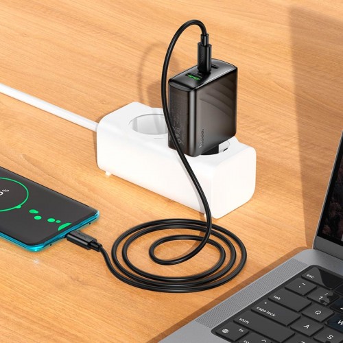 Сетевой адаптер HOCO Article charger CS26A |1USB/2Type-C, 45W/3A, PD/QC| черный