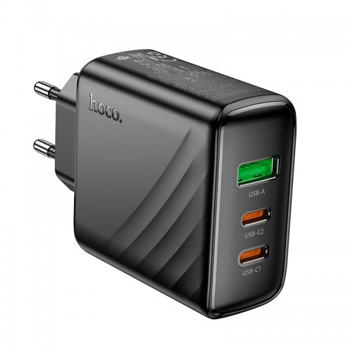 Сетевой адаптер HOCO Article charger CS26A |1USB/2Type-C, 45W/3A, PD/QC| черный