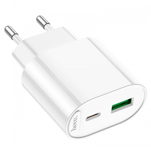 Адаптер сетевой HOCO Fighter charger C109A |1Type-C/1USB, 3A/20W, PD/QC|