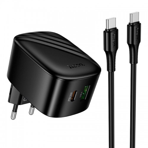 Адаптер сетевой C to C cable HOCO folding charger set CS101A |1USB/1Type-C, 20W/3A, PD/QC|